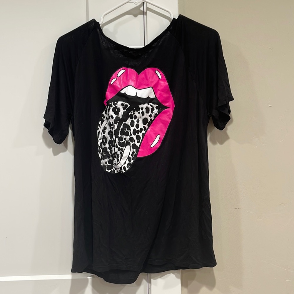 COPY - Black Shirt with Pink Lips & Tongue